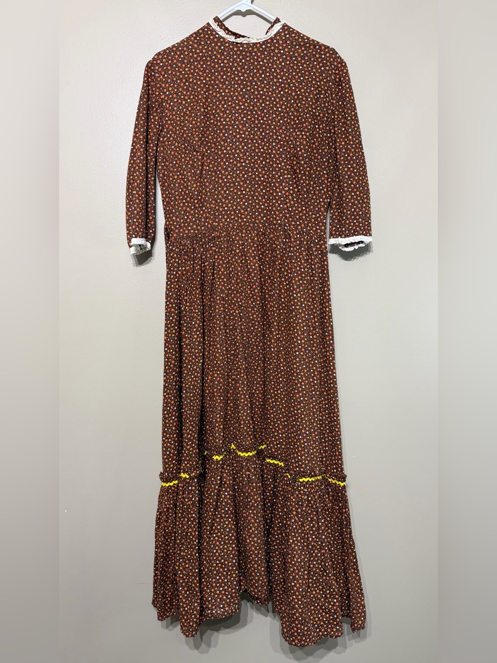 Vintage Handmade Prairie Floral Boho Maxi Dress